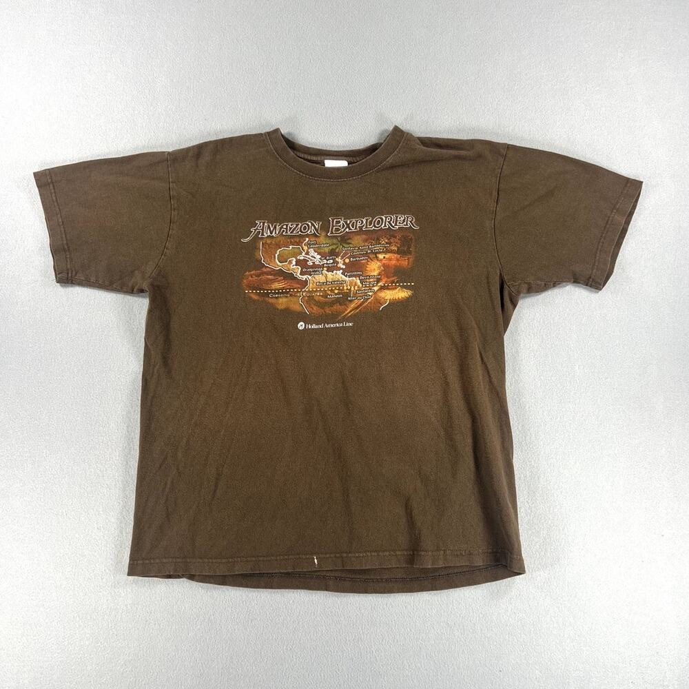 Vintage Y2K Amazon Explorer Brown Graphic Nature Mens Size (Large) Streetwear
